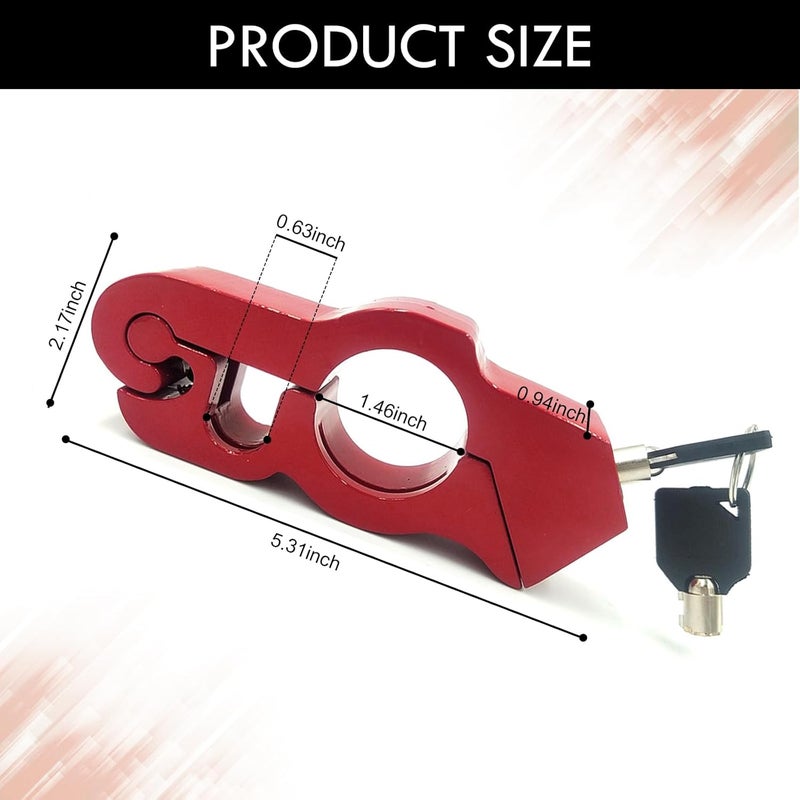 pinflaw 1 PC Motorcycle Grip Brake Lock, 5-5/16" x 2-3/16" x 15/16" Alloy Anti-Theft Throttle Lock, Replacement Modification Accessories, Suitable for Motorcycles, Scooters, Bicycles, ATVs (Red) - Image 2